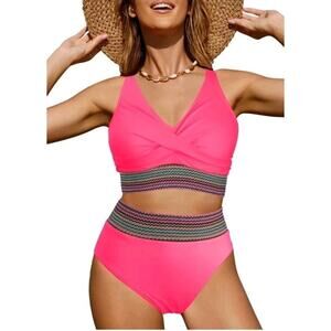 Rosvigor Plus Size Womens Bikini Set High Waisted Swimsuit Two Piece Size 2XL